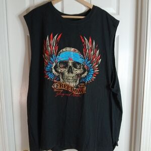 Black Sleeveless Skull Graphic Tee 2XL